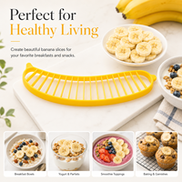 Handmatige bananen snijder, snelle en gelijkmatige bananen snijtool, fruit snijder, keuken gadget voor salades, snacks en desserts