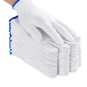 Guantes de Trabajo de Seguridad Antideslizantes de Punto Blanco <span class=keywords><strong>100</strong></span>% Algodón, Calibre 10, 34g, Venta al Por Mayor en China - Product Image 1