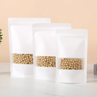 Sachet Doypack Biodégradable Marron en Papier Kraft avec Fermeture Éclair et Fenêtre Transparente pour Emballage Alimentaire (Noix, Snacks, Grains de Café)