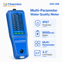 Analyseur portable de qualité de l'eau, PH, DO, EC, ORP, COD, NH3, enregistreur de données, export USB, IP67, double alimentation, écran LCD 4,3 pouces, enregistrement automatique