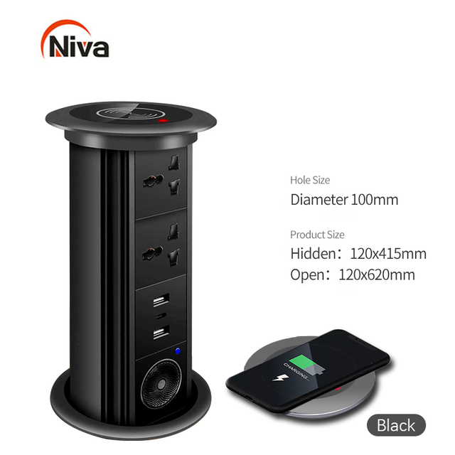 Niva Lifting Socket Custom Modular Manufacturer Electrical Retractable Kitchen Outlet Pop up Socket USB Charging