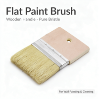Pinceau plat à manche en bois, poils naturels, pour peinture murale et nettoyage