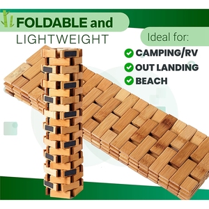 Natural Bamboo Wood <b>Bath</b> Mat Large <b>Foldable</b> <b>Bath</b> Mat Shower Mat - Product Image 3