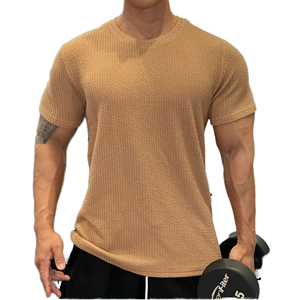 Men's Casual Purel Regular Sleeve Breathable O-<b>Neck</b> T-Shirt Outdoor Running Solid Pattern Polyester/Cotton Knitted Fabric - Product Image 1