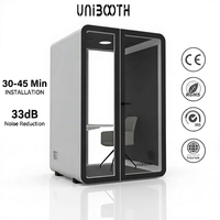 Cabine téléphonique UNIBOOTH moderne et ergonomique, insonorisée 33 dB, ignifuge ISO 23351, à montage rapide, pour salle de réunion, usine, exportation mondiale