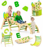 Mainan Panjat Segitiga 9-in-1 Montessori untuk Balita, Lipat, Kayu, Jungle Gym & Playground Indoor