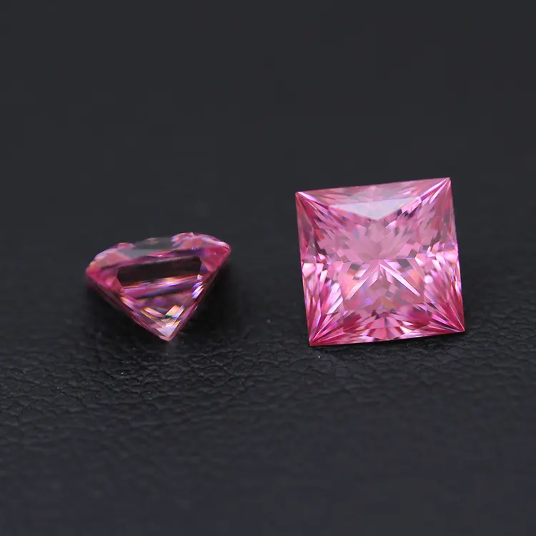 Yisheng Jewelry Customization Good Fire 7x7MM 1.85CT Square Princess Cut Loose VVS Pink Moissanite Diamond Stones Wholesale