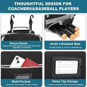 Bolsa de Viaje con Ruedas Personalizada para Béisbol/Sóftbol, Bolsa de Transporte con Ruedas para Equipo Deportivo, Bolsa de Entrenamiento con Ruedas - Product Image 2
