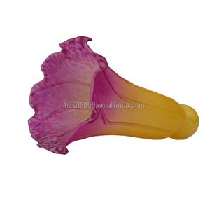 Abat-jour en verre soufflé artisanal européen antique, couleur pêche, motif lys de bassin, hauteur 6 pouces, couvercle de lampe, installation facile - Product Image 3