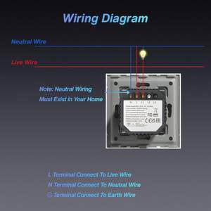 Interrupteur intelligent Wi-Fi tactile blanc ETTEVIG 1-Gang 1-Way avec plaque en verre cristal, compatible avec Alexa et Google Home, pour le bureau - Product Image 6