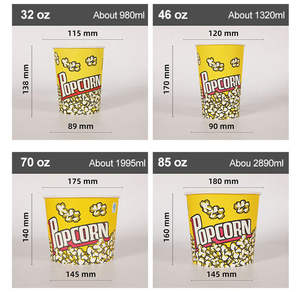 Cubetas y Vasos Desechables de Papel de Una Sola Pared para Palomitas, Grado Alimenticio, Antigrasa, Contenedores para Cine, Noche de Cine, Fiestas, Pollo Frito - Product Image 4