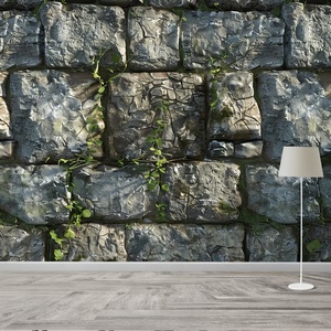 Pared de piedra antigua 3D musgo vegetación textura Fondo roca fondos de pantalla - Product Image 5