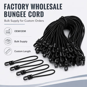 Cordon élastique de 4 mm avec crochet en plastique, corde élastique noire, noyau en latex, revêtement tressé en polyester, vente en gros - Product Image 6