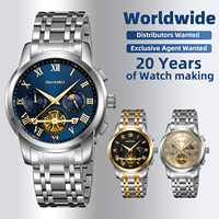 Montre à quartz SKMEI 9394 pour homme, phase de lune, cadran à chiffres romains, chronographe, bracelet en acier inoxydable, étanche 3 ATM, vente en gros