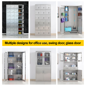 Armoire de classement en acier inoxydable pour bureau et maison, meuble de rangement durable en acier inoxydable avec 2 portes - Product Image 2
