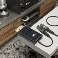 Adaptateur DP 4K à paire torsadée, gaine PVC, plaqué or 24K, unidirectionnel, pour TV, ordinateur, projecteur, home cinéma