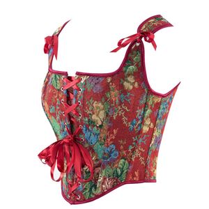 <span class=keywords><strong>Bustier</strong></span> en brocart floral Renaissance avec ruban réglable et laçage à la taille, gaine sculptante souple pour femme, tenue de soirée ou décontractée - Product Image 3