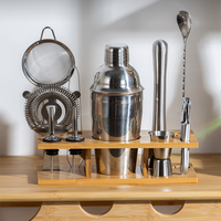 Kit d'accessoires de bar en acier inoxydable, ensemble d'équipement pour cocktails, ensemble de shaker à cocktails, mélangeur de boissons, ensemble cadeau pour cocktails