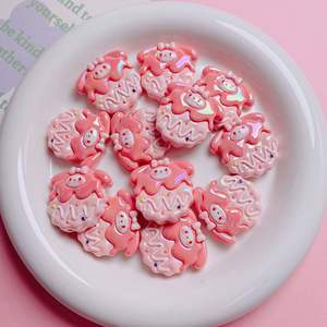 Galletas acrílicas galvanizadas UV de dibujos animados, cuentas con agujeros rectos, 30mm, multicolor, Diy, materiales hechos a mano, cadena para teléfono móvil - Product Image 3