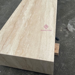 خزانة تلفزيون من الحجر الطبيعي البيج من الترافرتين مع أدراج بتصميم كريم فرنسي لغرفة المعيشة الفاخرة - Product Image 4