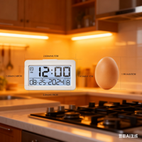 Multifunktion aler digitaler Wecker mit Datums wochen anzeige, weiße moderne elektronische Uhr für das Küchen büro zu Hause