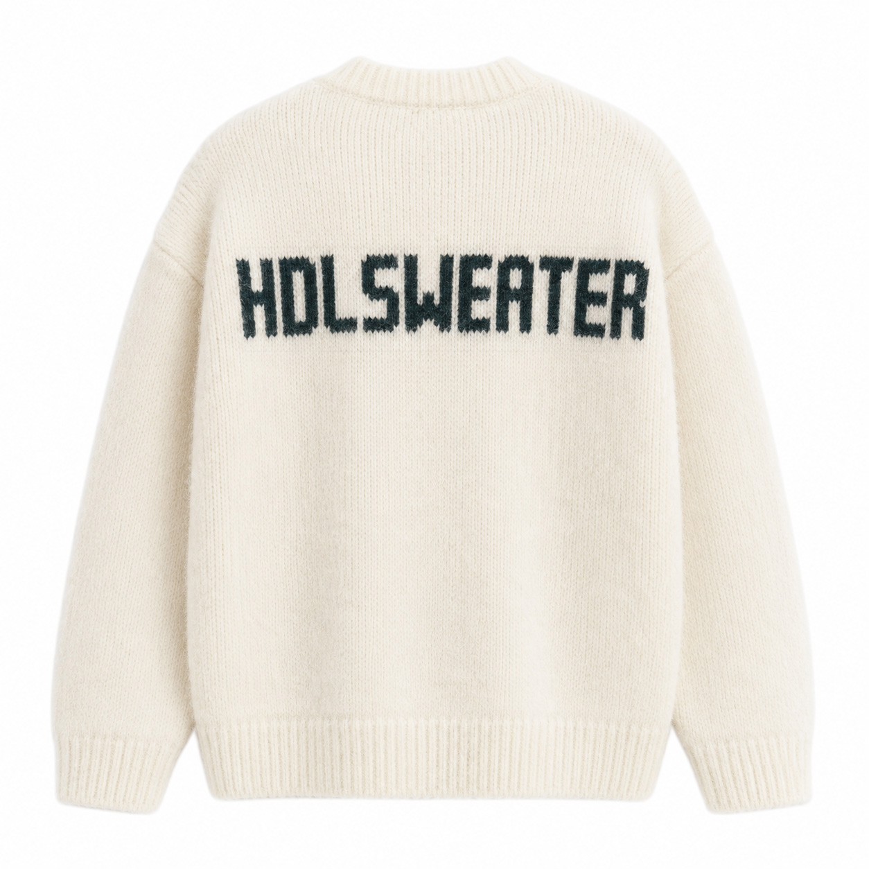 Knitwear Manufacturer Custom Design Logo High Quality Contrast Jacquard Letter Brushed Knitted Alpaca Wool Pullover Sweater Men