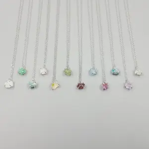 Wedding Birthday Gift Prong set healing crystal necklace Genuine HERKIMER DIAMOND Raw Family Birthstone Necklace