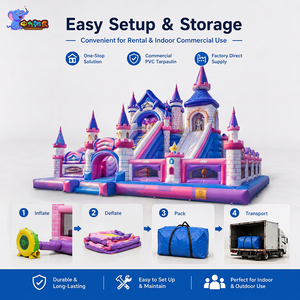 Grand château gonflable combiné avec toboggan pour enfants, idéal pour les parcs d'attractions et <span class=keywords><strong>la</strong></span> location commerciale - Product Image 6
