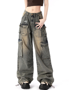 Pantaloni Cargo da Donna <span class=keywords><strong>SMO</strong></span>, Stile Vintage con 6 Tasche, Vita Alta, per l'Inverno - Product Image 1