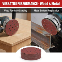 Disque abrasif en oxyde d'aluminium rouge de 6 pouces (17 trous, 125 mm) avec fixation auto-agrippante, sans poussière, pour ponceuse orbitale pneumatique, polissage du bois, OEM