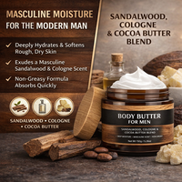 Beurre corporel pour homme Cocoa 5,26 oz |   Crème pour le corps au beurre de cacao avec parfum de Cologne masculine |   Marque privée et vente en gros