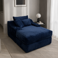 Canapé modulable moderne en velours côtelé avec chaise longue et sommier à ressorts pour bureau et salon