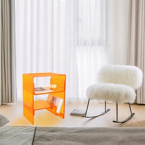 Mesa auxiliar de acrílico naranja de tres niveles para dormitorio, sala de estar, Hotel, revistero acrílico, estante de exhibición elegante para decoración del hogar - Product Image 6