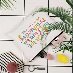 1 pièce je pleure beaucoup mais je suis si productif c'est un modèle d'art personnalisé trousse de maquillage voyage toilette sac de rangement pochette cosmétique - Product Image 4