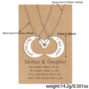 Collar para madre e hija, colgante de corazón y luna, cadena plateada, regalo para mamá e hija, conjunto de joyería a juego - Product Image 4