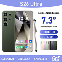 Smartphone S26 Ultra 5G, écran 7,3 pouces 120 Hz, Android 14, 16 Go de RAM, 1 To de stockage, batterie 7800 mAh, appareil photo 108 MP, Snapdragon 8 Gen4 Dual