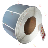 Etiquetas de Vinilo Rectangulares Troqueladas en Rollo, Plateadas Mate, Resistentes al Agua, para Impresora de Transferencia Térmica