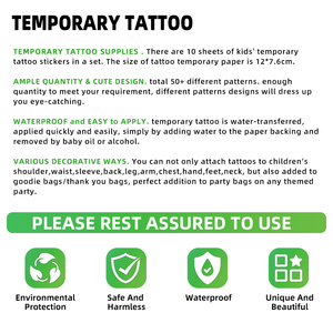 10 fogli personalizzati del produttore di <span class=keywords><strong>unicorno</strong></span> finto tatuaggio adesivo per bambini trasferimento di acqua Glitter tatuaggio temporaneo per feste - Product Image 4