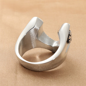 Men's <b>Titanium</b> Steel Snowflake <b>Ring</b> Silver Pave Setting Retro Geometric Fashion Jewelry Gift - Product Image 3