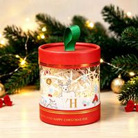 Boîte cadeau ronde transparente personnalisée pour Noël, boîte en PVC en forme de pomme avec couvercle rouge et décoration en ruban
