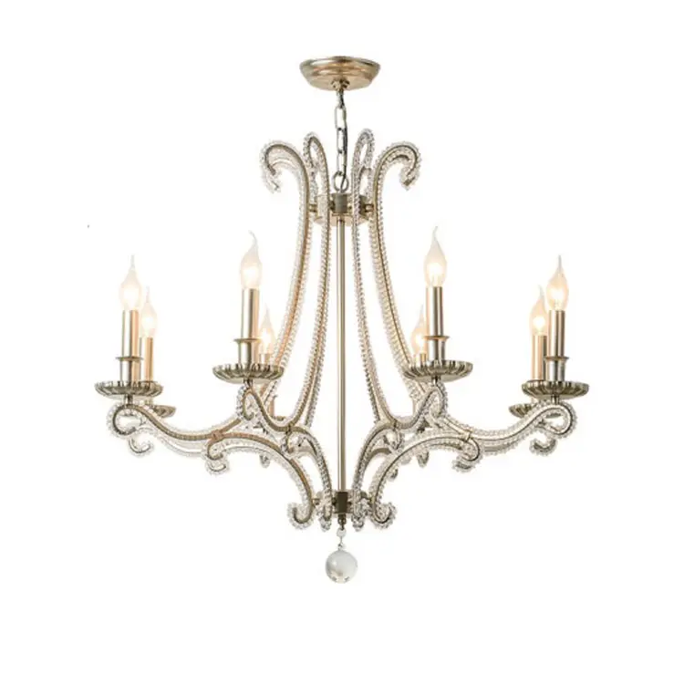 Country duplex building light luxury French lamp county retro candle bedroom crystal chandelier