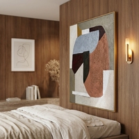Peinture à l'huile abstraite de luxe Wabi Sabi sur toile, peinte à la main, bleu terre cuite, impasto épais, taille personnalisable, cadre sur mesure, pour mur