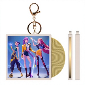 PVC CD Shaped <strong>Keychain</strong> 2D Printed Disc Pendant for Bag Backpack Car Key Cute Music Style Decorative Gift for Friends - Product Image 1