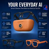 Lunettes Intelligentes IA avec Caméra EIS 8MP et Assistant Vocal, Lunettes de Traduction et d'Enregistrement OEM avec Étui de Recharge Intelligent pour la Vente en Gros