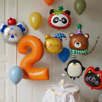 Ballons en aluminium tête d'animal de dessin animé mignons style INS, Koala et Chat, pour décorations photo de fête d'anniversaire de 1 an pour enfants