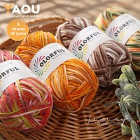 5 Stränge Aou Textile Acryl-Baumwoll-Mischgarn Gefärbt Mehrfarbig Handstrickgarn für DIY Puppen- und Babyprojekte Farbverlauf