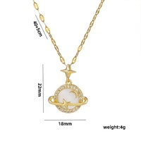 Vente en gros de bijoux tendances en acier inoxydable plaqué or collier avec pendentif en zircon étoile lune planète pour femme cadeau romantique
