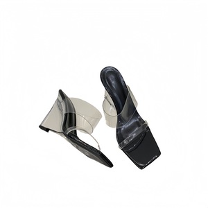 Sandalias y Chanclas de Verano 2026, Nuevas, Simples, Versátiles, con Tacón de Cuña, Tacón Alto, Punta Cuadrada, Tacón de Bloque, PVC Transparente, Deslizables - Product Image 5