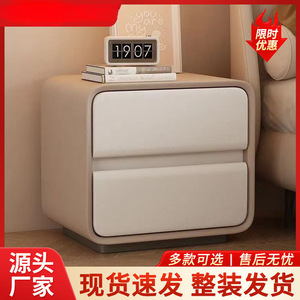 โต๊ะข้างเตียงหุ้มเบาะทันสมัย สูง 45 ซม. สีครีม ตู้เก็บของข้างเตียงสำหรับห้องนอน - Product Image 4