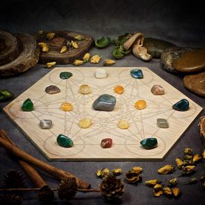 Tablero <span class=keywords><strong>de</strong></span> rejilla <span class=keywords><strong>de</strong></span> Geometría Sagrada <span class=keywords><strong>de</strong></span> 6 pulgadas para aliviar el estrés, Mini juego <span class=keywords><strong>de</strong></span> rejilla <span class=keywords><strong>de</strong></span> cristal con amatista cortada con láser, alfombrilla <span class=keywords><strong>de</strong></span> rejilla <span class=keywords><strong>de</strong></span> cristal <span class=keywords><strong>de</strong></span> madera - Product Image 3